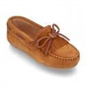 Suede leather Moccasin shoes with FRINGED design.