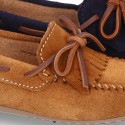 Suede leather Moccasin shoes with FRINGED design.