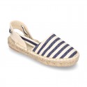 Cotton canvas espadrilles shoes Valenciana style with STRIPES print.