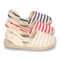 Cotton canvas espadrilles shoes Valenciana style with STRIPES print.