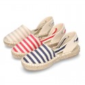 Cotton canvas espadrilles shoes Valenciana style with STRIPES print.