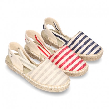 Cotton canvas espadrilles shoes Valenciana style with STRIPES print.