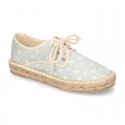 Cotton canvas Laces up espadrille shoes with STARS print.