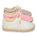 Cotton canvas Laces up espadrille shoes with STARS print.