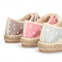Cotton canvas Laces up espadrille shoes with STARS print.