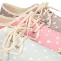 Cotton canvas Laces up espadrille shoes with STARS print.