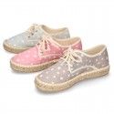 Cotton canvas Laces up espadrille shoes with STARS print.