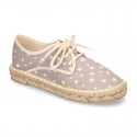 Cotton canvas Laces up espadrille shoes with STARS print.