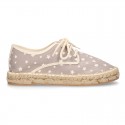 Cotton canvas Laces up espadrille shoes with STARS print.