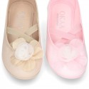 New ballet flats dancer style with elastic crossed bands and FLOWER design.