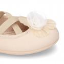 New ballet flats dancer style with elastic crossed bands and FLOWER design.