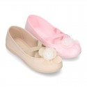 New ballet flats dancer style with elastic crossed bands and FLOWER design.