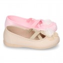 New ballet flats dancer style with elastic crossed bands and FLOWER design.