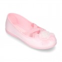 New ballet flats dancer style with elastic crossed bands and FLOWER design.