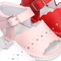 Soft Nappa leather Sandal shoes with waves design for babies.