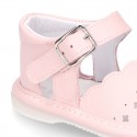 Soft Nappa leather Sandal shoes with waves design for babies.