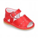 Soft Nappa leather Sandal shoes with waves design for babies.