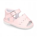 Soft Nappa leather Sandal shoes with waves design for babies.