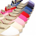 Cotton Canvas sandal espadrilles style with buckle fastening.