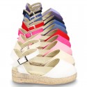 Cotton Canvas sandal espadrilles style with buckle fastening.