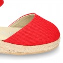 Cotton Canvas sandal espadrilles style with buckle fastening.