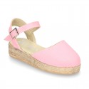 Cotton Canvas sandal espadrilles style with buckle fastening.