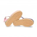 Cotton Canvas sandal espadrilles style with buckle fastening.