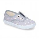 Cotton Canvas bamba shoes with elastic band and STARS print in pastel colors.
