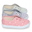 Cotton Canvas bamba shoes with elastic band and STARS print in pastel colors.