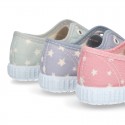 Cotton Canvas bamba shoes with elastic band and STARS print in pastel colors.