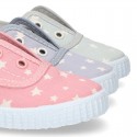 Cotton Canvas bamba shoes with elastic band and STARS print in pastel colors.