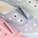 Cotton Canvas bamba shoes with elastic band and STARS print in pastel colors.