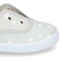 Cotton Canvas bamba shoes with elastic band and STARS print in pastel colors.