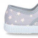 Cotton Canvas bamba shoes with elastic band and STARS print in pastel colors.