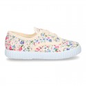 Cotton canvas Bamba shoes with FLOWER design.