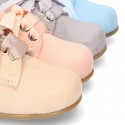 Classic SOFT Suede leather lace-up oxford shoes in pastel colors.