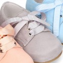 Classic SOFT Suede leather lace-up oxford shoes in pastel colors.