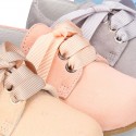 Classic SOFT Suede leather lace-up oxford shoes in pastel colors.