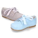 Classic SOFT Suede leather lace-up oxford shoes in pastel colors.