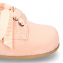 Classic SOFT Suede leather lace-up oxford shoes in pastel colors.