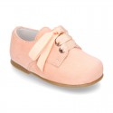 Classic SOFT Suede leather lace-up oxford shoes in pastel colors.