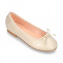 New METAL Soft suede leather ballet flats with adjustable ribbon.