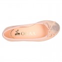 New METAL Soft suede leather ballet flats with adjustable ribbon.