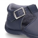 Washable leather sandals with buckle fastening and SUPER FLEXIBLE soles for little boys.