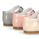 New patent leather sandals with STARS design for little girls.