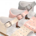 New patent leather sandals with STARS design for little girls.