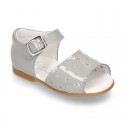 New patent leather sandals with STARS design for little girls.