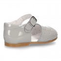 New patent leather sandals with STARS design for little girls.