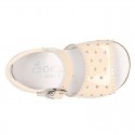 New patent leather sandals with STARS design for little girls.