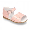 New patent leather sandals with STARS design for little girls.